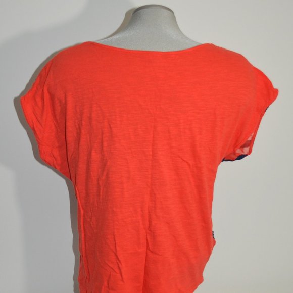 Ecote Orange Sheer Front Top with Navy Detail - Picture 3 of 10